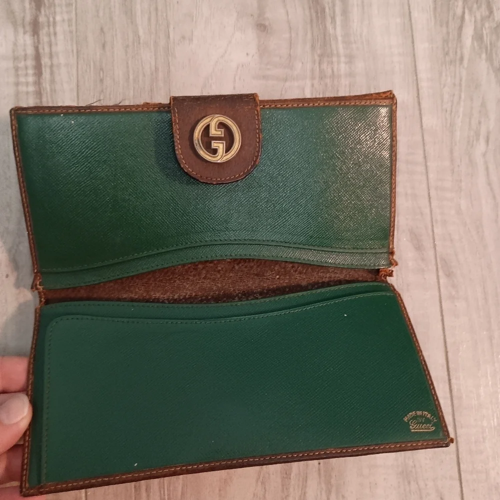 Authentic GUCCI GG Supreme Leather Bi-fold Long Wallet Vintage Brown - Picture 9 of 14